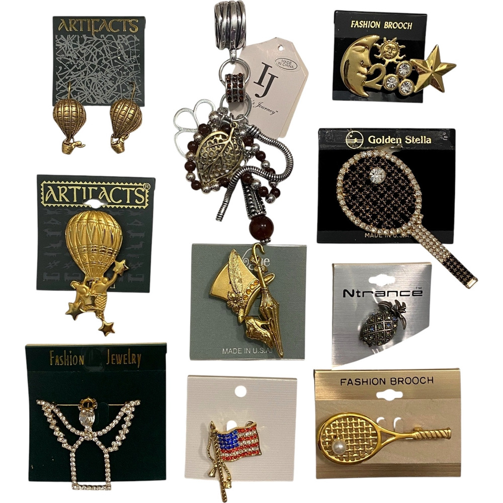 Stella Mixed Wholesale Lot 10 Jewelry Pieces Brooches Earrings Pendants